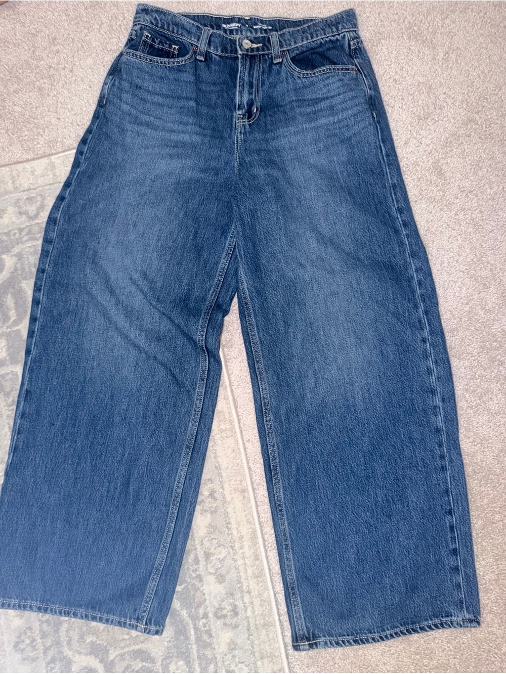 Old Navy High-Rise Baggy Wide Leg Denim Jeans Drapey Denim Size 6